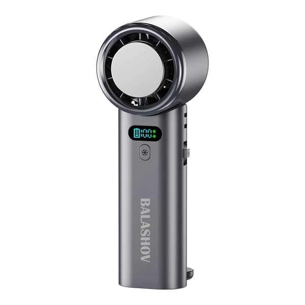 Mini-håndventilator - USB-genopladelig - LED-display - Sammenklappelig - Højhastighedskøling - Sort