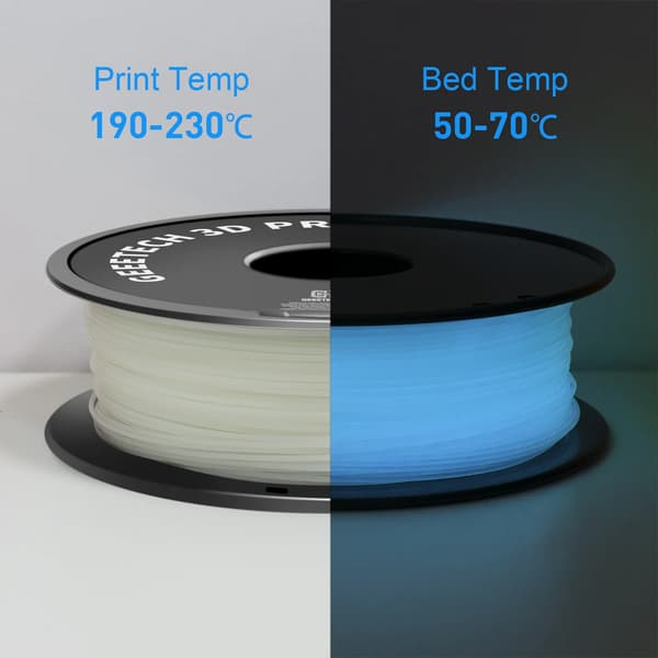 Glow PLA - 3D-printerfilament - 1,75 mm - 1 kg spole - Selvlysende - Blå