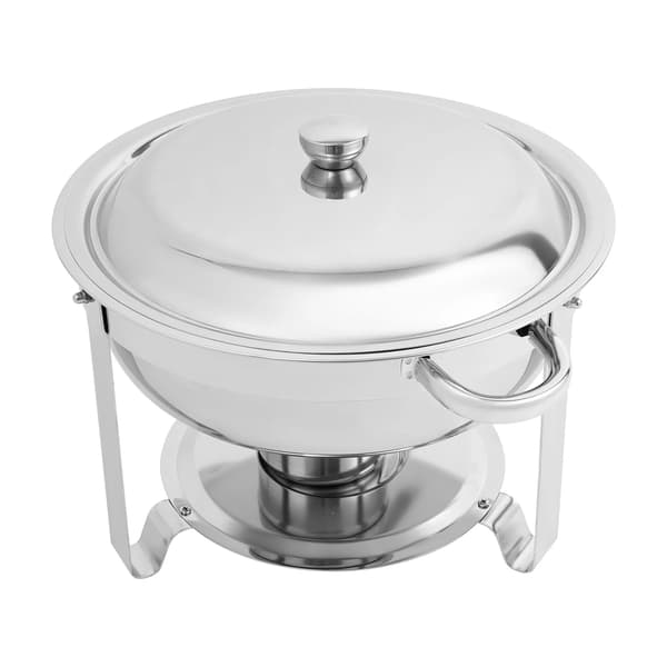 Chafing dish-sæt - Rund buffetvarmer - 4 dele - 4,5 l - Rustfrit stål - Catering - Sølv