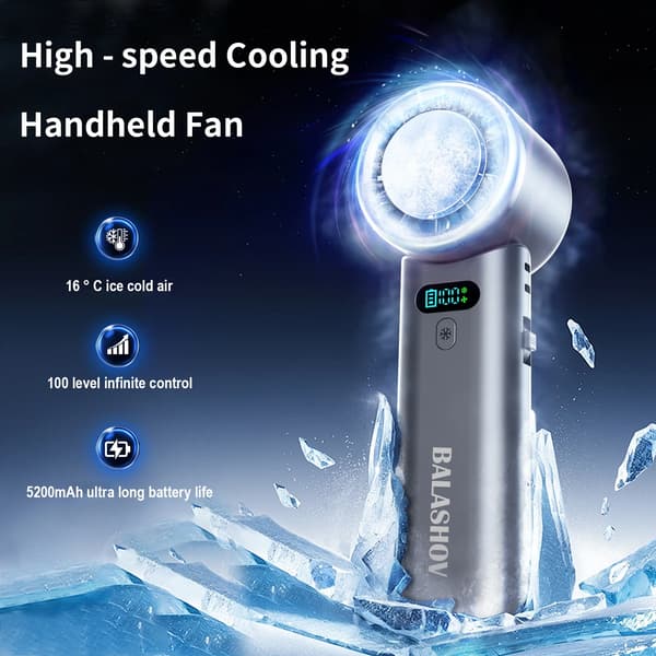 Mini-håndventilator - USB-genopladelig - LED-display - Sammenklappelig - Højhastighedskøling - Sort