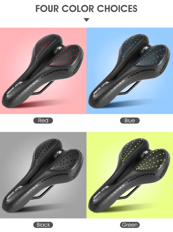 Cykelsadel - MTB-sadel - Gelpolstring - Skumpolstring - PU-læder - Sort