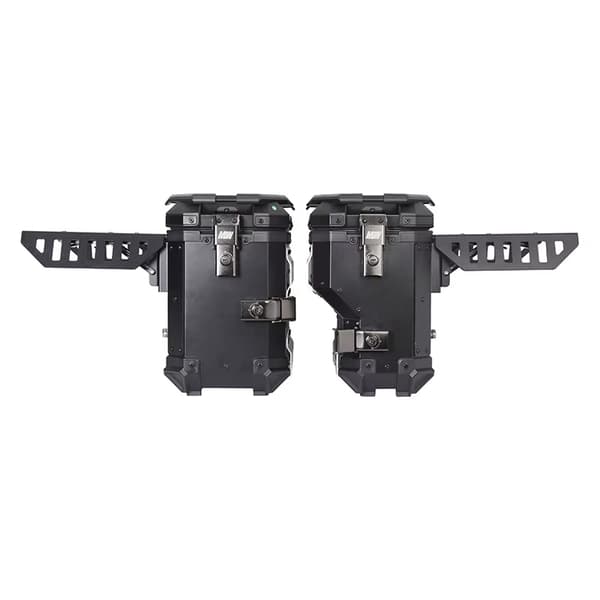 Motorcykelväskor - Sidoväskor - 2-pack - 38 l - Aluminiumlegering - Hopfällbara - Vattentäta - Snabbfäste