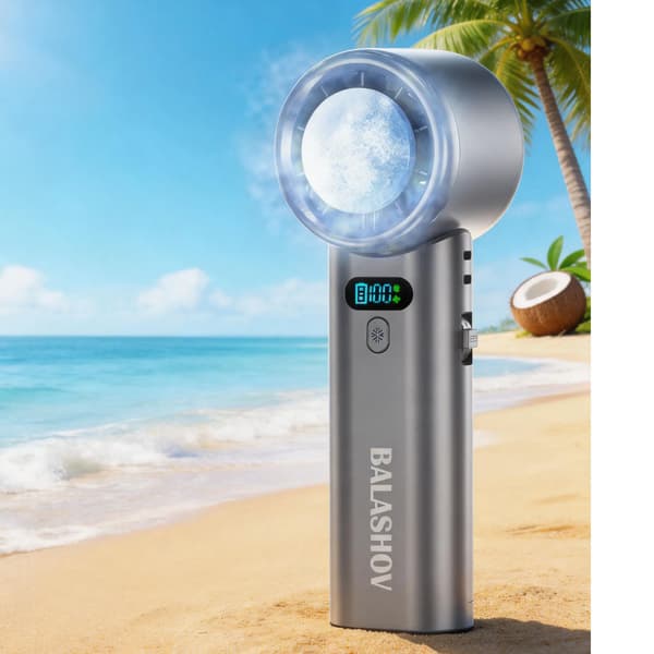 Mini-håndventilator - USB-genopladelig - LED-display - Sammenklappelig - Højhastighedskøling - Sort
