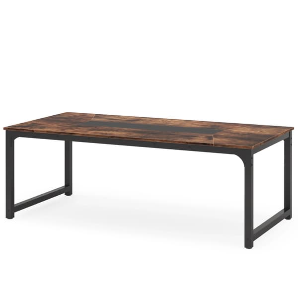 Stor computerbord skrivebord - Chefskrivebord 180x90x77 cm - Rektangulær E1 spånplade - Robust arbejdsstation til kontor - Rustik brun