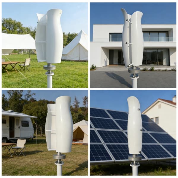 Vertikal Vindmølle - ST-5000 Vindgenerator - 5000W - 24V - Hybridcontroller - 2 Blade - Start 1,5 m/s - Permanentmagnet
