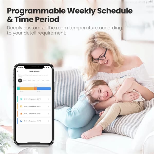 Smart Zigbee-radiatortermostat - TRV termostatventil - Appstyrd - Röststyrd - Programmerbar - För Zigbee-gateway - 6-pack utan gateway