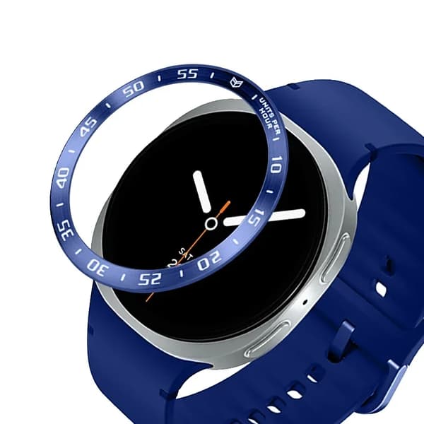 Bezelring til Watch 8 44 mm - Rustfrit stål - Ridsefast - Tidsskala - Time Blue