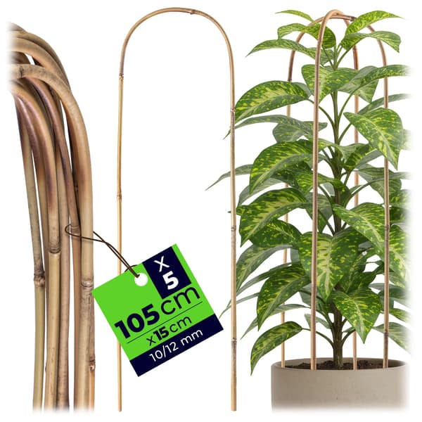 Bambu växtstöd - Båge - 105x15 cm - 5-pack - För klätterväxter - Trädgård