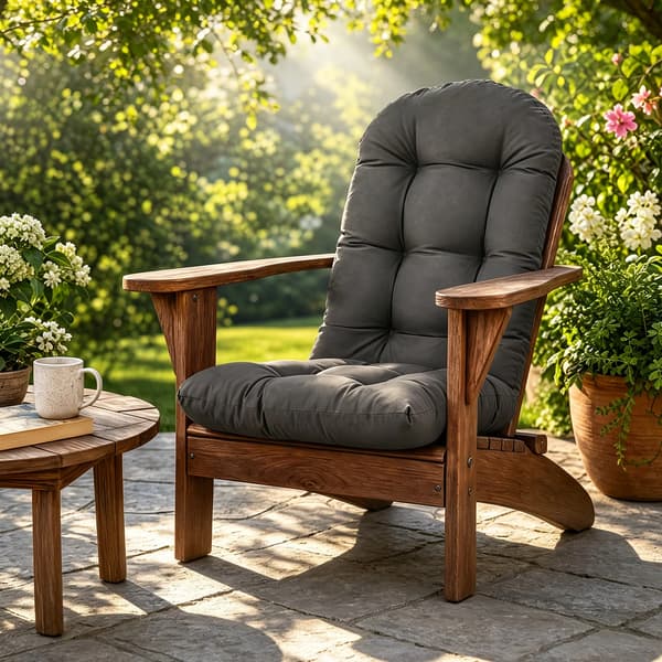 Adirondack-stolsdynor - Sitt- och ryggdyna - 2-pack - Vattentät - 100 % polyester - Fiberfyllning - Rektangulär - Grå