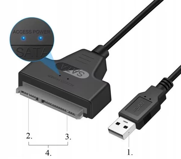 USB til SATA-adapter - HDD/SSD-diskadapter - 22-benet SATA-stik