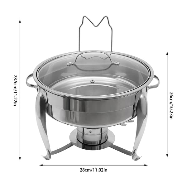 Buffetvarmer - Chafing Dish - 6 l Kapacitet - Rustfrit Stål - Til Buffet, Catering & Restaurant - Lysegrå