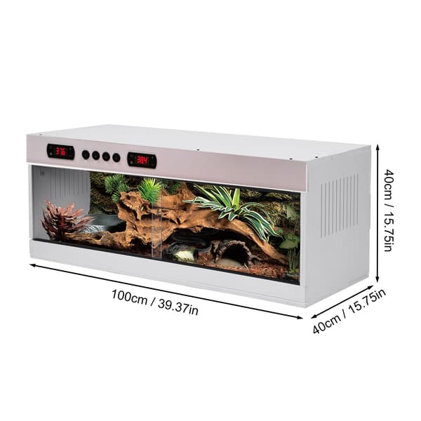 Krybdyrterrarium - Stor model - 220 V - 100 x 40 x 40 cm - Hærdet glas - Ventileret - Til skildpadder og kongepythoner