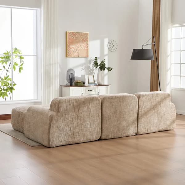 Modulsoffa - L-formad vardagsrumssoffa - Chenil - 3-sits - Flyttbar - Halkfri undersida - Khaki