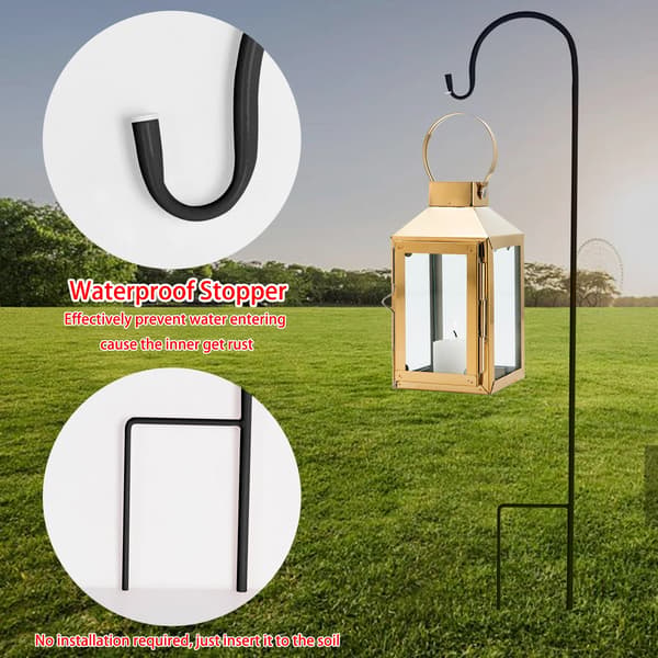 Havekroge - Shepherd Hook Jordspyd Sæt - 8 stk 90 cm - Kraftig Metal - Til Lanterner & Fuglefoder - Sort