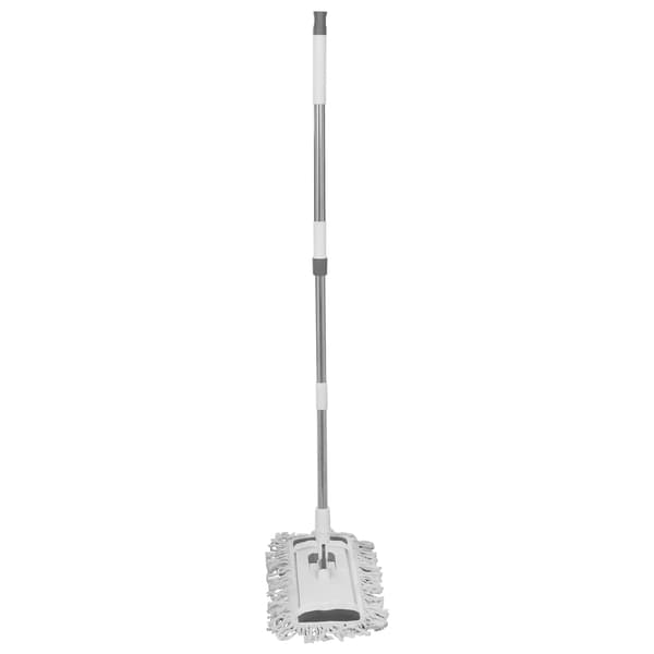 Golvmopp - Platt mopp - Rektangulär 55×25 cm - Stålskaft - Inkl. 2 syntetiska moppdukar - Vit