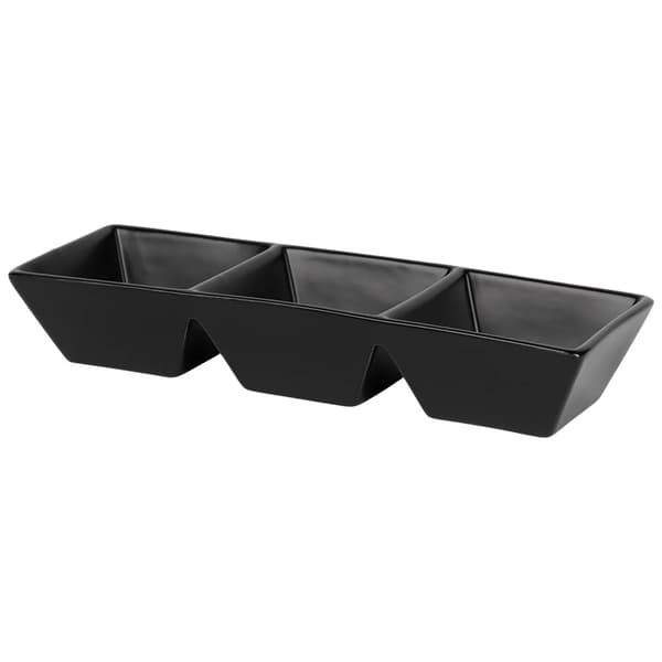 Snackskål i keramik - 3 rum - 29 cm - Sort