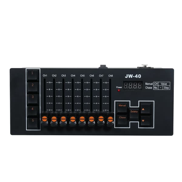 Mini DMX-controller - Scenelysstyring - Til Moving Head- og PAR-lamper - 2600 mAh-batteri - 6 timers drift - USB-C - Sort