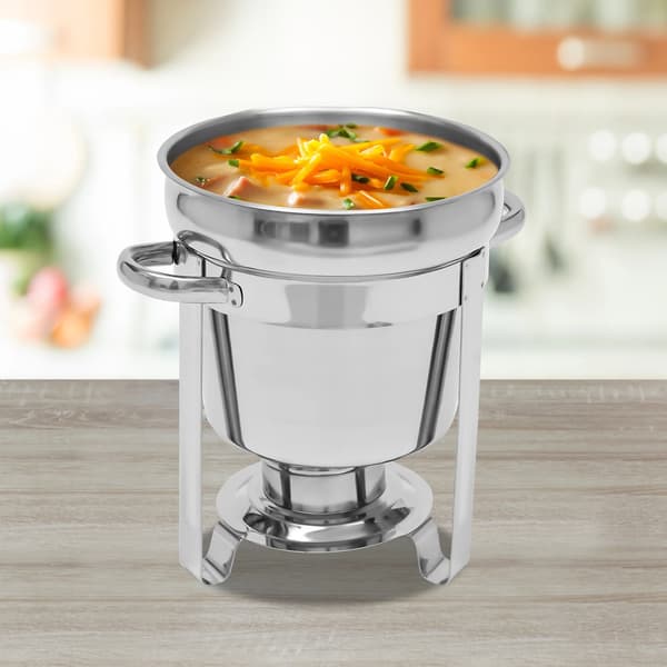 Buffetvarmer i rustfrit stål - Chafing dish 7 l - 201 rustfrit stål - Med brænderholder - Til buffet & catering - Sølv