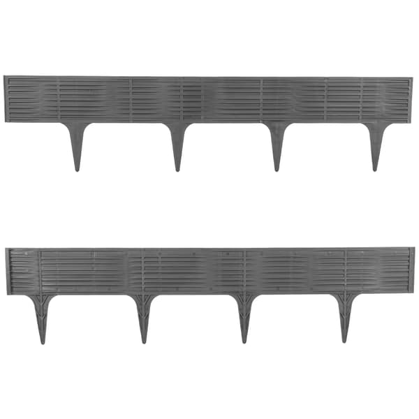Havehegn - Plænekant palisade - 390 cm længde - 5 dele - Nedslagsmontering - Grå