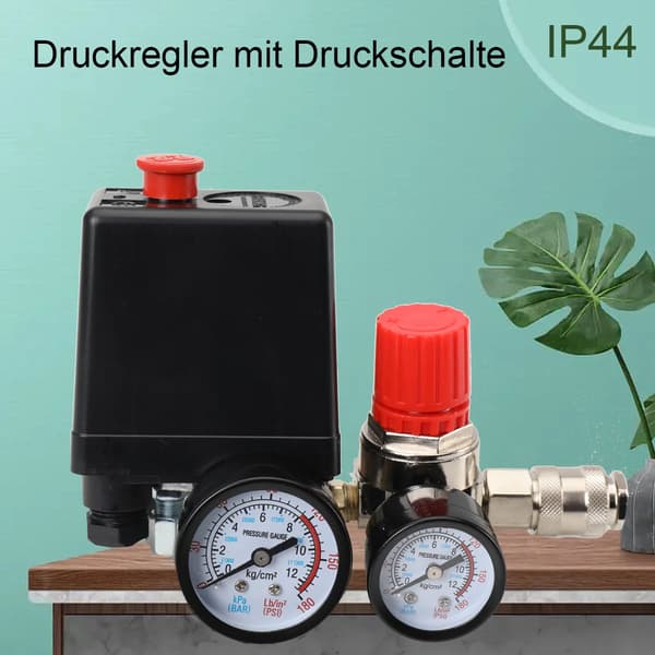 Luftkompressor Tryckregulator/Tryckreglerventil - Reglerventil - Med Fäste - Monteringssats - För Luftkompressor & Luftpump - EU-typ