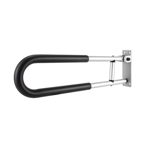 Badgreb - Vægmonteret Toiletgreb - 90° Foldbart - Skridsikkert - Til ældre & handicappede - Sort
