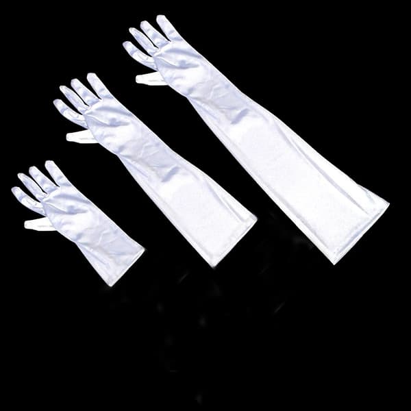 Brudehandsker til kvinder - Fingerløse - Hvide - 23 cm - Satinlook - Polyester - Elegant design