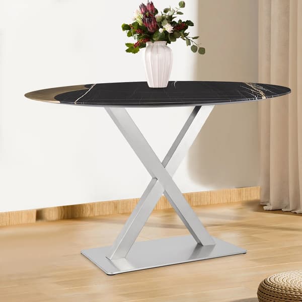Café bordunderstel - Dobbelt X-formet bordsben - Rustfrit stål - Rektangulær base - Fritstående - Moderne stil - Sølv