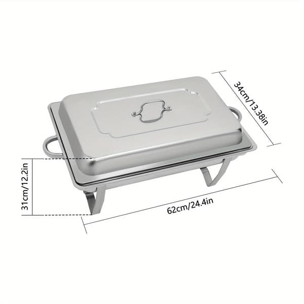 Buffé chafing dish - Rektangulär matvarmare 9 l - Fällbart stativ - Rostfritt stål - Stor kapacitet - Silver