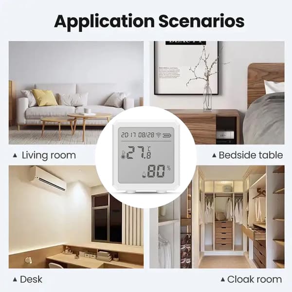 Zigbee temperatur- och luftfuktighetssensor - TH01Z trådlös termometer hygrometer - Tuya app - LCD skärm - smart hem - vit