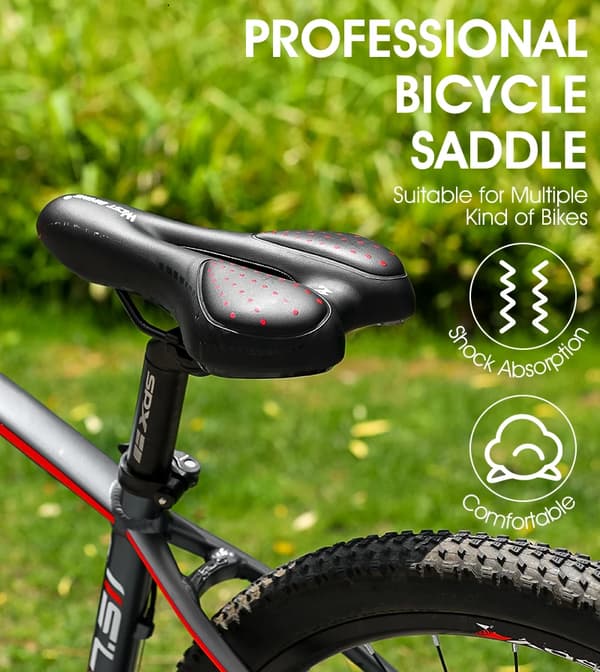 Pyörän satula - MTB-satula - Geelipehmuste - Vaahtomuovipehmuste - PU-nahka - Musta