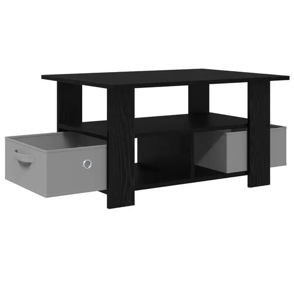 Sofabord - Stuebord - 77 x 55 x 42 cm - Trækomposit med egetræslook - Rektangulær - Sort