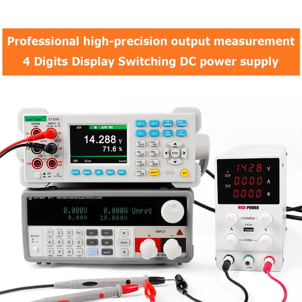Laboratorie strømforsyning - 60V 5A DC Basic - Justerbar spænding/strøm - Digitalt display - Stabiliseret, AC-DC switch-mode - Blå