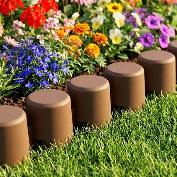Havepalisade - Bedkant - 220 cm - 4 dele - Plast - Brun - Nem montering