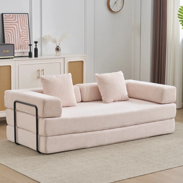Fløjlssofa - Sovesofa - 2-i-1 - Foldbar - Moderne design - Beige