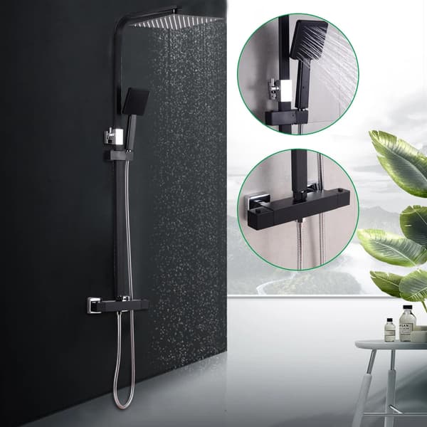 Brusersæt - Moderne brusersystem - 1,5 m bruserslange - Højde 90–110 cm - Kobber & 304 rustfrit stål - 1,27 cm tilslutning - Sort
