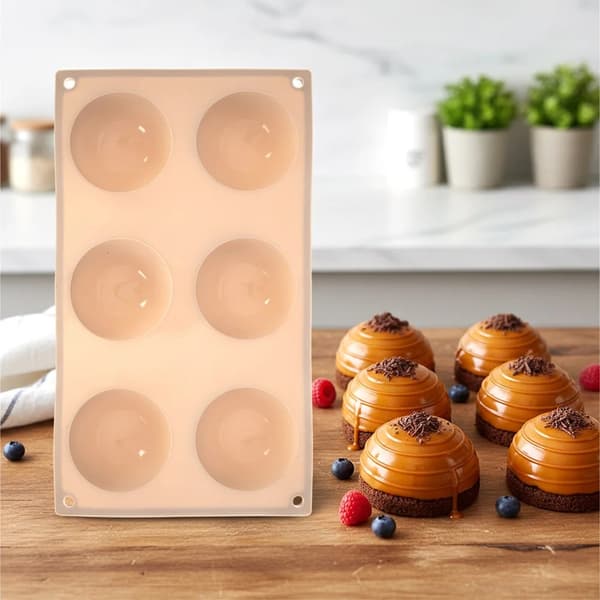 Bageform til halvkugler - Silikone - 28 x 16,5 cm - Beige