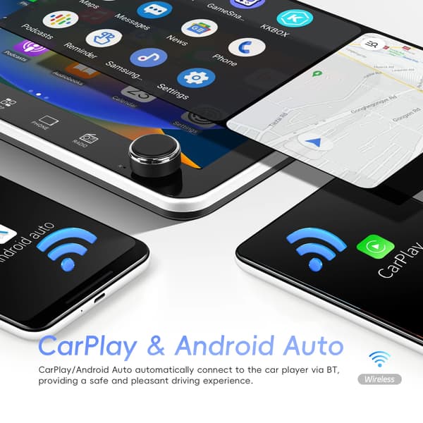 Android 2 DIN bilradio - CarPlay GPS navigation - 26,4 cm touchskærm - 2GB RAM 64GB ROM - Split screen - RDS