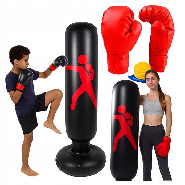 Boxningsset - Stående träningssäck - 160 cm - Boxningshandskar - Pump