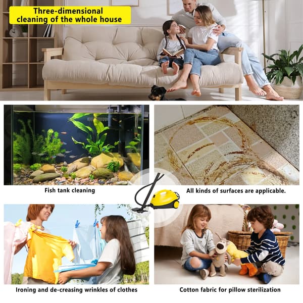Damprenser 2000W - Højtryks damprenser 4 bar - Til køkken emhætte polstring sofa bilinteriør gulv - Desinfektion - EU-stik