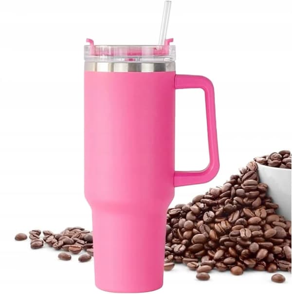 Termosmugg - Stor modell - 1,2 l - Värmeisolerad - Rosa