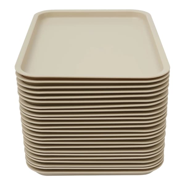 24-pack serveringsbrickor - rektangulära snabbmatsbrickor - halkfri botten - slitstark PP-plast - för restaurang och kafeteria - khaki