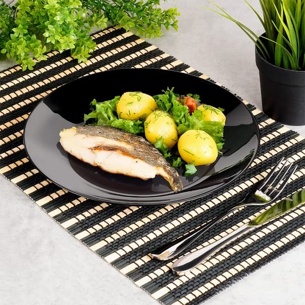 Middagstallerkener i glas - Flade - 25,5 cm - 6 stk. - Sorte