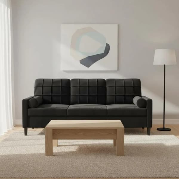 3-personers sofa - Moderne sofa - 197x77x80 cm - Solid træramme - Bløde sæder & 2 pyntepuder - Armygrøn