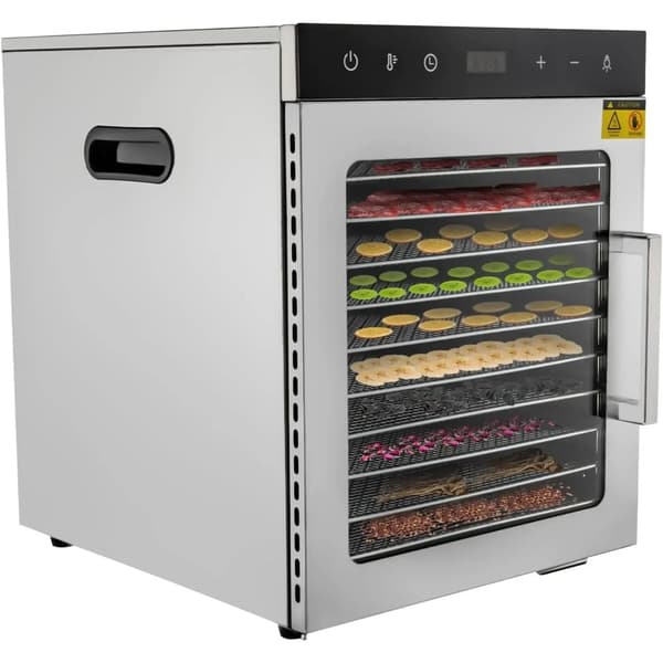 Fødevaretørrer - Maddehydrator - Rustfrit Stål - 30–90 °C - 80 W - 220 V - 10 Hylder - Rektangulær - Orange