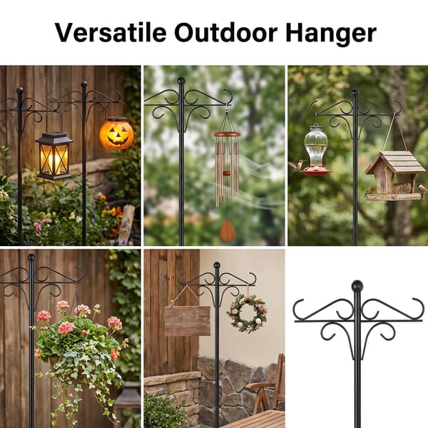 Fuglefoderstang - Hornformet Hyrdekrog - 2 stk. - 2,4 m - Metal - Til Fuglefoderautomater, Lanterner og Planter