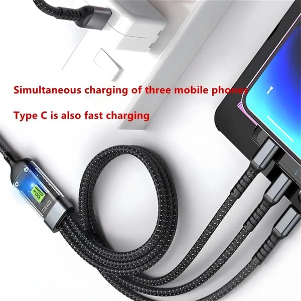 USB opladerkabel - USB A til Micro USB - Hurtig opladning 100 W 6A - Data- og synkkabel 1,2 m - Sort