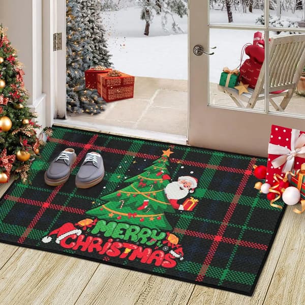 Julemåtter - Dørmåtte - Skridsikker - Vaskbar - 100 % polyester - 40 × 80 cm - Sort - Til entré