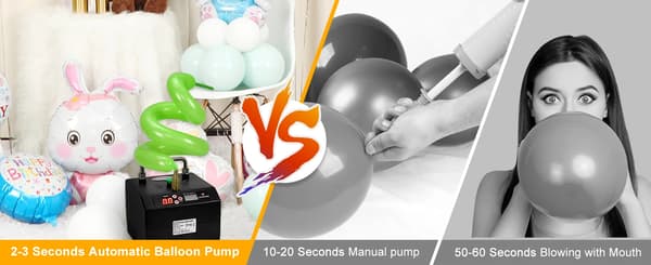 Elektrisk ballonpumpe - Model B231 - Enkel dyse - Digital timer - Plast - Sort