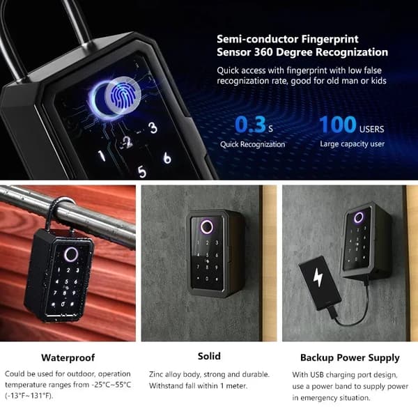 Nyckelbox - K3F digitalt nyckelskåp - TTLock-app - Gateway - Bluetooth - Fjärråtkomst - Väggmontering
