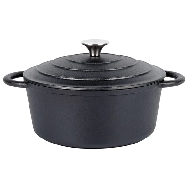 Støbejernsgryde med låg - 22 cm - 2,6 l - Sort
